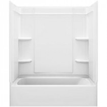 Ensemble Medley 60 in. x 30 in. x 77 in. 4-piece Tongue and Groove Tub Wall in White