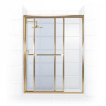 Paragon Series 60 in. x 70 in. Framed Sliding Shower Door with Towel Bar in Gold and Obscure Glass