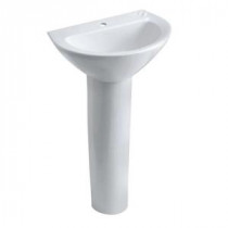 Parigi Pedestal Combo Bathroom Sink with Single-Hole Faucet Drilling in White
