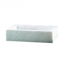 Marble Rectangular Block Vessel Bowl in White Cloudy