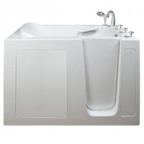 Narrow 4.42 ft. x 26 in. Walk-In Air and Hydrotherapy Massage Bathtub in White with Right Drain/Door