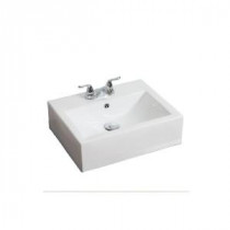 20.5-in. W x 16-in. D Wall Mount Rectangle Vessel Sink In White Color For 4-in. o.c. Faucet