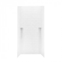 36 in. x 36 in. x 72 in. 3-piece Subway Tile Easy Up Adhesive Shower Wall in White