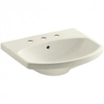 Cimarron 3-5/8 in. Pedestal Sink Basin in Biscuit with 8 in. Centers
