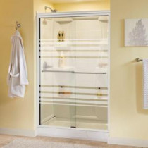 Simplicity 47-3/8 in. x 70 in. Sliding Shower Door in White with Nickel Hardware and Semi-Framed Transition Glass
