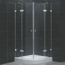 Medici 36.125 in. x 78.705 in. Frameless Neo-Round Shower Enclosure in Brushed Nickel with Clear Glass and Base