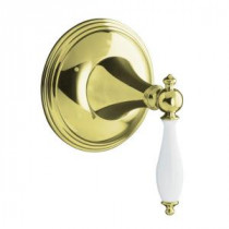 Finial Traditional 1-Handle Transfer Valve Trim Kit with Ceramic Handle in Vibrant French Gold (Valve Not Included)