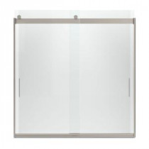 Levity 59-9/16 in. x 62 in. Heavy Frameless Sliding Tub/Shower Door with Crystal Clear Glass in Nickel
