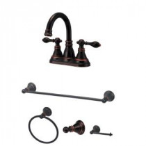 Traditional 4 in. Centerset 2-Handle High-Arc Bathroom Faucet and Bathroom Accessory Set in Oil Rubbed Bronze