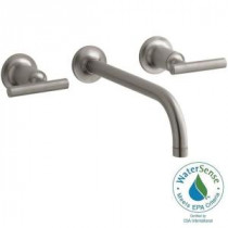 Purist Wall Mount 2-Handle Low-Arc Bathroom Faucet Trim in Vibrant Brushed Nickel (Valve Not Included)