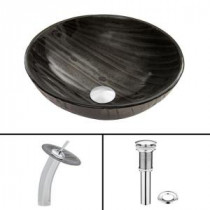 Glass Vessel Sink in Interspace with Waterfall Faucet Set in Chrome