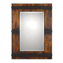 43.25 in. x 31.75 in. Mahogany-Brown Rectangle Framed Mirror