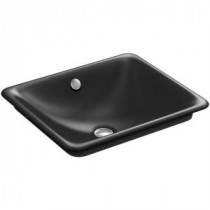 Iron Plains Vessel Sink with Black Iron Painted Underside in Black Black