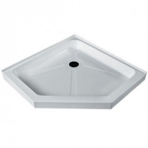 47 in. x 47 in. Triple Threshold Short-Low Profile Neo-Angle Shower Base in White