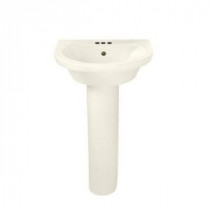 Tropic Petite Pedestal Combo Bathroom Sink in Linen with 4 in. Faucet Centers