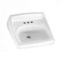 Lucerne Wall-Mounted Bathroom Sink with Faucet Holes on 4 in. Center in White