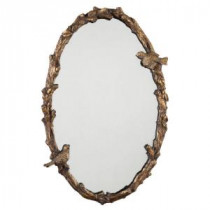 34 in. x 22 in. Gold Bird and Vine Composite Oval Framed Mirror