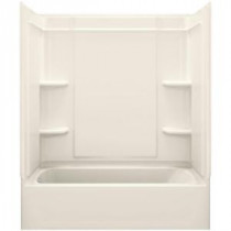 Ensemble Medley 60 in. x 30 in. x 72 in. 4-piece Tongue and Groove Tub Wall in Biscuit