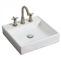 17.5-in. W x 17.5-in. D Above Counter Square Vessel Sink In White Color For 8-in. o.c. Faucet
