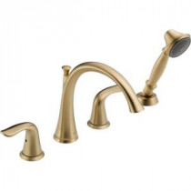 Lahara 2-Handle Deck-Mount Roman Tub Faucet with Hand Shower Trim Kit Only in Champagne Bronze (Valve Not Included)