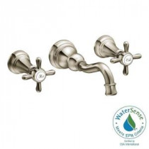 Weymouth 2-Handle Wall Mount High-Arc Bathroom Faucet in Nickel (Valve Sold Separately)