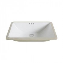 Elavo Ceramic Large Rectangular Undermount Bathroom Sink in White with Overflow