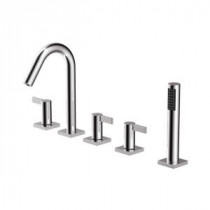 Ascended Series 3-Handle Deck-Mount Roman Tub Faucet with Handshower in Polished Chrome