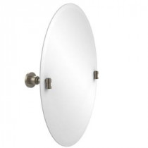 Washington Square Collection 21 in. x 29 in. Frameless Oval Single Tilt Mirror with Beveled Edge in Antique Pewter