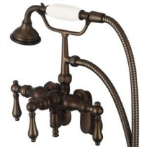3-Handle Vintage Claw Foot Tub Faucet with Hand Shower and Lever Handles in Oil Rubbed Bronze