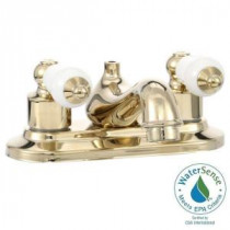 Teapot 4 in. Centerset 2-Handle Low Arc Bathroom Faucet in Polished Brass