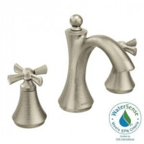 Wynford 8 in. Widespread 2-Handle High-Arc Bathroom Faucet with Cross Handles in Brushed Nickel (Valve Sold Separately)