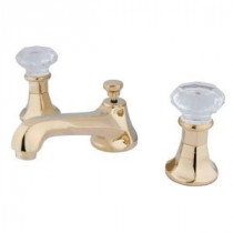 Crystal 8 in. Widespread 2-Handle Mid-Arc Bathroom Faucet in Polished Brass