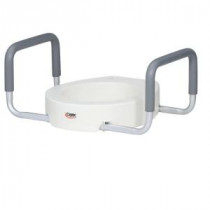 Elevated Toilet Seat with Handles in White for Standard Toilets
