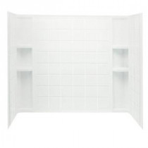 Ensemble Tile 60 in. x 32 in. x 55-1/4 in. 3-piece Direct-to-Stud Tub/Shower Wall Set in White