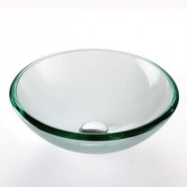 Vessel Sink in Clear Glass with Pop-Up Drain and Mounting Ring in Gold