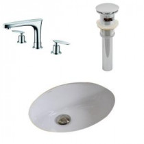 Oval Undermount Bathroom Sink Set in White with 8 in. O.C. cUPC Faucet and Drain