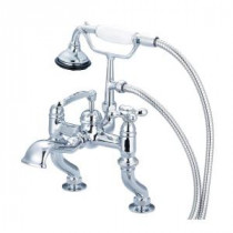 3-Handle Vintage Claw Foot Tub Faucet with Hand Shower and Cross Handles in Triple Plated Chrome
