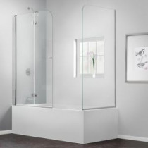 AquaFold 56 to 60 in. x 58 in. Semi-Framed Hinged Tub Door with Return Panel in Chrome