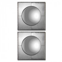 15.75 in. x 15.75 in. Convex Silver Framed Mirrors (Set of 2)