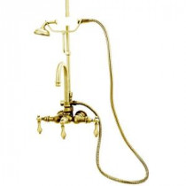 TW24 2-Handle Claw Foot Tub Faucet with Handshower in Polished Brass