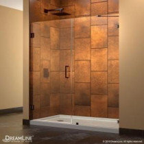 UnidoorLux 59 in. x 72 in. Frameless Hinged Shower Door in Oil Rubbed Bronze