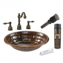 All-in-One Oval Stacked Stone Self Rimming Hammered Copper Bathroom Sink in Oil Rubbed Bronze