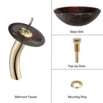 Vessel Sink in Callisto with Waterfall Faucet in Gold