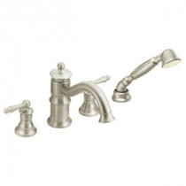 Waterhill 2-Handle Deck-Mount Roman Tub Trim Kit with Hand Shower in Brushed Nickel (Valve Sold Separately)
