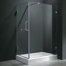 Pacifica 48.125 in. x 79.25 in. Frameless Pivot Shower Enclosure in Chrome with Clear Glass and Right Base
