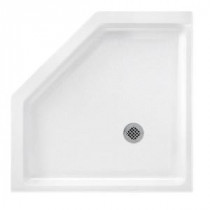 Neo Angle 36 in. x 36 in. Solid Surface Single Threshold Shower Floor in White