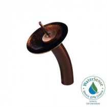 Single Hole 1-Handle Waterfall Faucet in Oil Rubbed Bronze with Russet Glass Disc