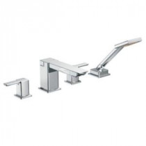 90-Degree 2-Handle Deck-Mount Roman Tub Faucet with Hand Shower in Chrome (Valve Sold Separately)