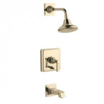 Pinstripe 1-Handle Rite-Temp Pressure-Balance Tub and Shower Faucet Trim Kit in Vibrant French Gold (Valve Not Included)