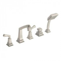 Oxford 2-Handle Deck-Mount Roman Tub Faucet with Handshower in Satin Nickel (Valve Not Included)